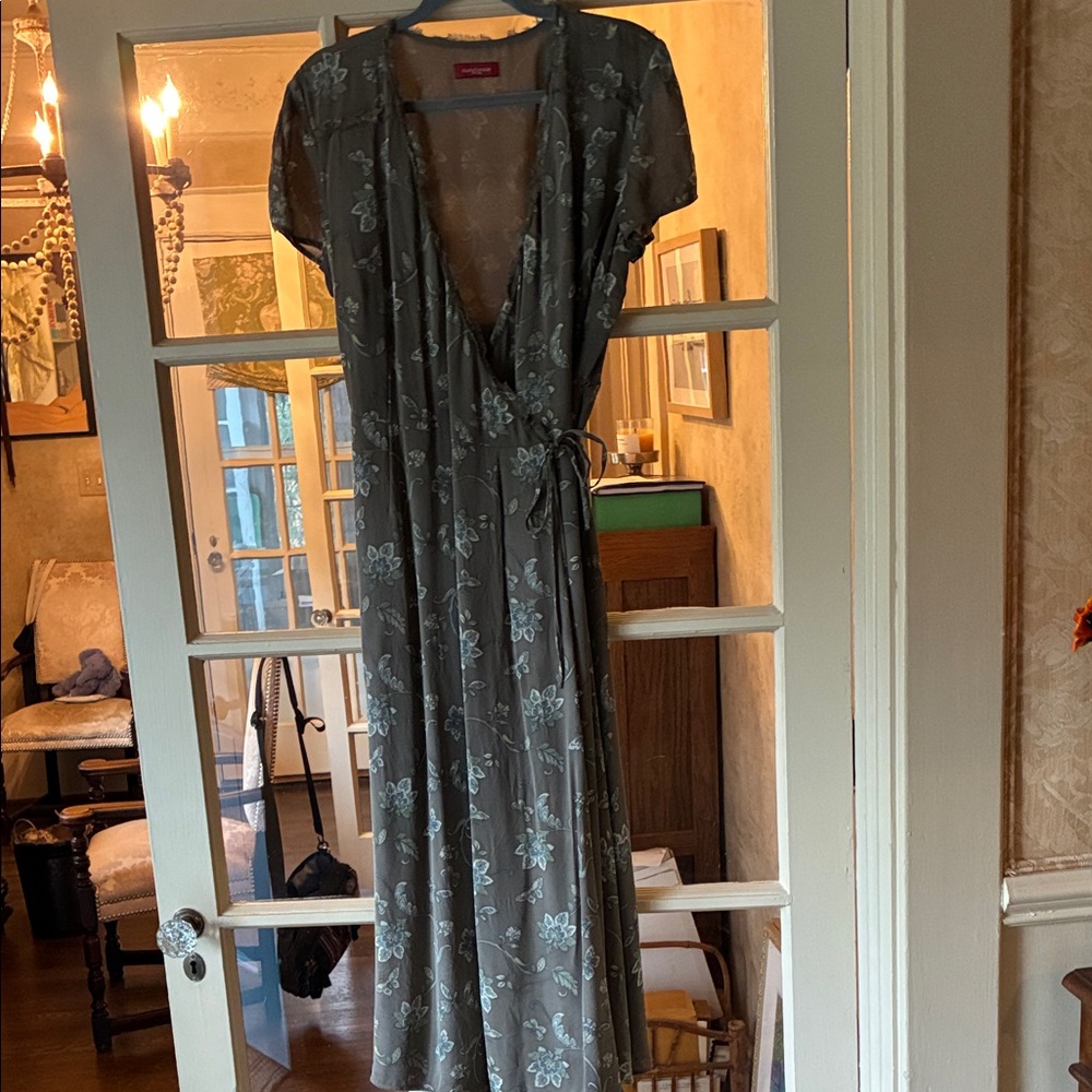 Sundance Charcoal Floral Wrap Maxi Dress